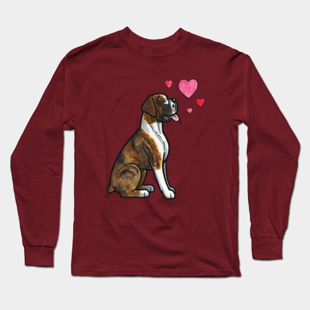 Boxer dog love (brindle) Long Sleeve T-Shirt by animalartbyjess